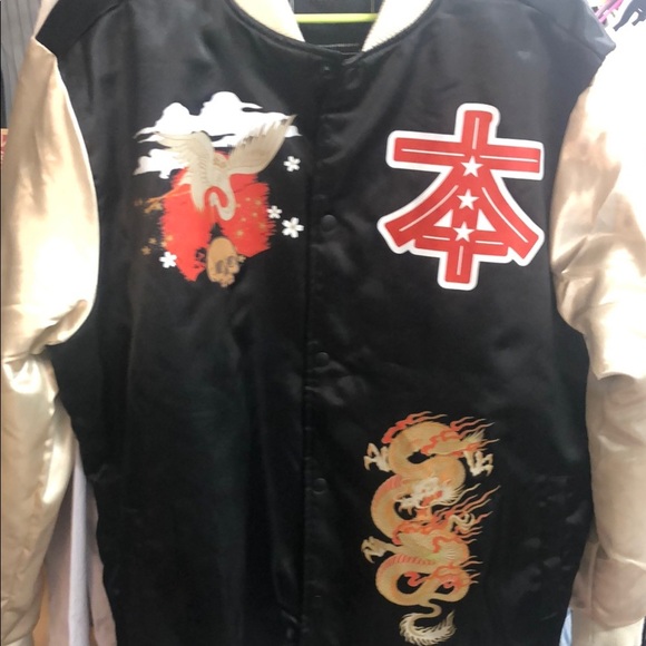 Reason Black and Cream Bomber Jacket - Picture 6 of 7